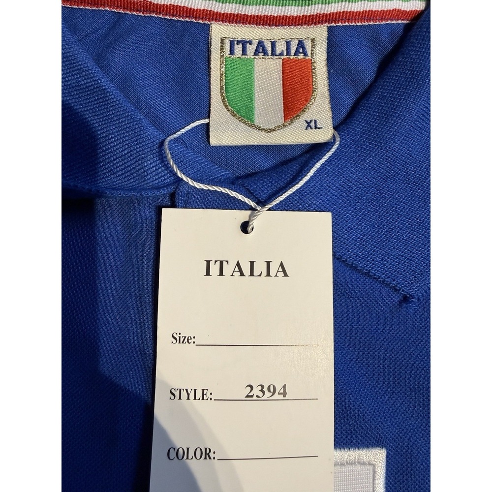 Italia Polo Shirt Mens XL Blue Italy Soccer Flag Embroidered NWT - Picture 3 of 8
